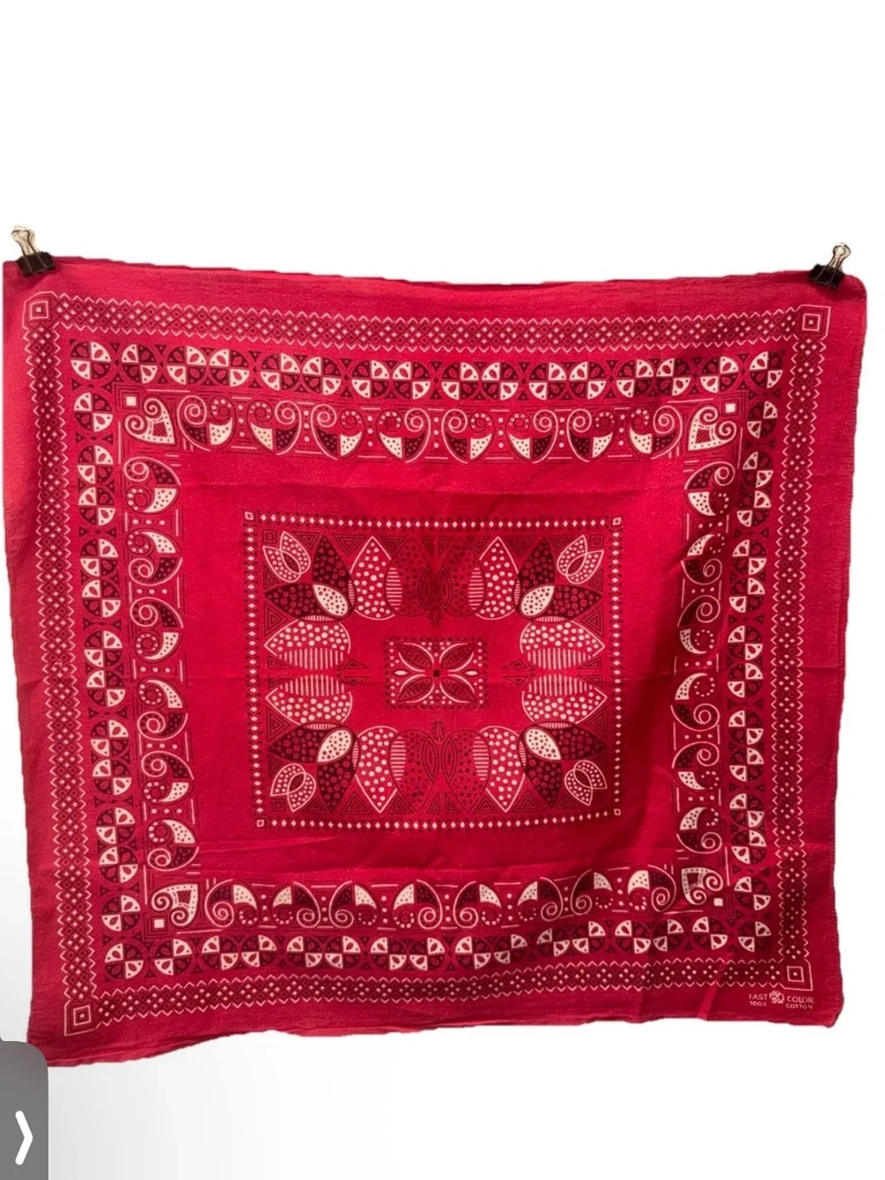 VTG Red Rockabilly Bandana Elephant 'Trunk Up' Fast Color Cotton 1950s/60s